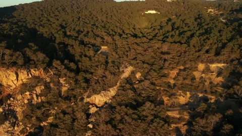 Aerial video of the cliffs in the area of Cap Nono, in Santa Ines, Ibiza. Stock Footage 170060815