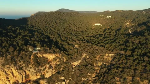 Aerial video of the cliffs in the area of Cap Nono, in Santa Ines, Ibiza. Stock Footage 170060965