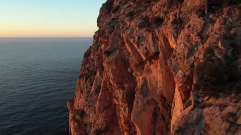 Aerial video of the cliffs in the area of Cap Nono, in Santa Ines, Ibiza. Stock Footage 170061210