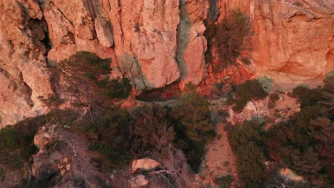Aerial video of the cliffs in the area of Cap Nono, in Santa Ines, Ibiza. Stock Footage 170061370