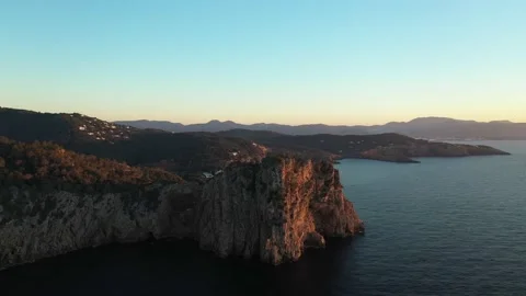 Aerial video of the cliffs in the area of Cap Nono, in Santa Ines, Ibiza. Stock Footage 170061915