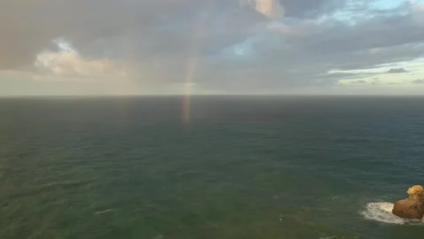 Aerial video of the cliffs at Cape St. Vincent. Sea view of the Algarve with a Stock Footage 261380076