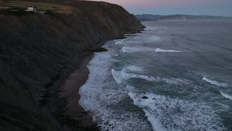 Aerial video of cliffs on the sea in North Spain Stock Footage 242517487