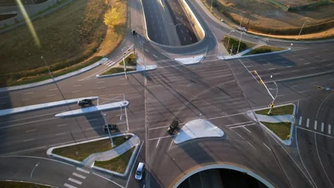 Aerial Video Clip of a big Intersection in Edmonton, Alberta, Fall of 2024 Stock Footage 289914912