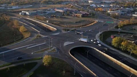 Aerial Video Clip of an Intersection in Edmonton, Alberta, Fall of 2024 Stock Footage 289914506