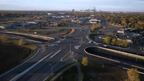 Aerial Video Clip of a Traffic Intersection in Edmonton, Alberta, Fall of 2024 Stock Footage 289914500