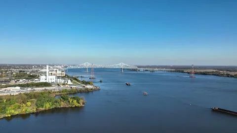 Aerial Video of Commodore Barry Bridge Stock Footage 166716829