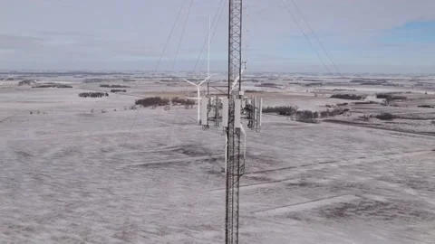 Aerial video of communications and wind towers Video stock 169548201