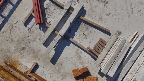 Aerial Video: Construction Activity in Progress With Concrete Floors Being 库存影片 342486067