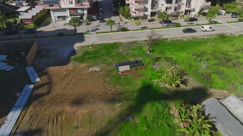 Aerial Video: Construction Materials and Building Elements Arranged on the Stock Footage 342516407