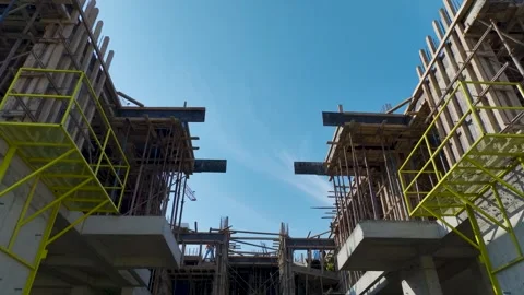 Aerial Video of Construction Project With Interior Work Stock-Footage 343617168