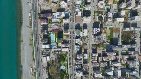 Aerial Video of Construction Zone Surrounded by Residential Towers, Busy City 스톡 동영상 342834557