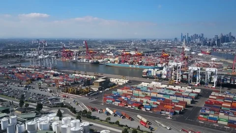Aerial video of container terminal Stock Footage 76183445