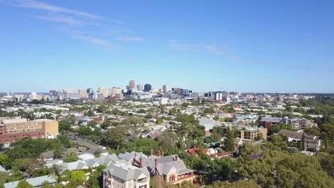 Aerial video of downtown Adelaide in Australia Stock Footage