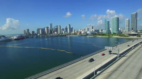 Aerial video Downtown Miami Stock Footage