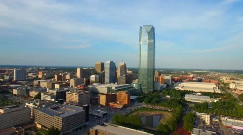 Aerial video Downtown Oklahoma City park  Stock Footage