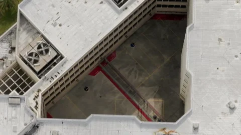 Aerial video empty prison yard 4k Stock Footage 275607391