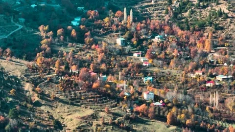 Aerial Video of Fall Colors in Remote Mountain Area Stock Footage 337640815
