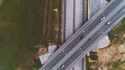 Aerial video: flyover the complex road junction. Stock Footage 75562654