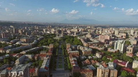 Aerial Video Flyover of Down Town Yerevan, Armenia Video stock 73417309