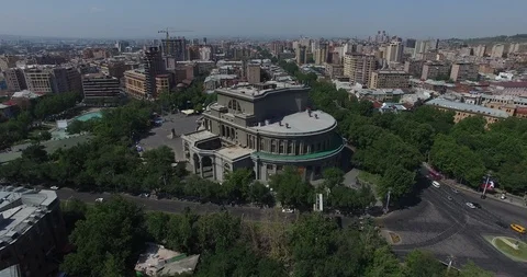 Aerial Video Flyover of Down Town Yerevan, Armenia Stock Footage 100926748