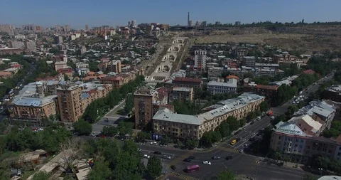 Aerial Video Flyover of Down Town Yerevan, Armenia Stock Footage 100927361