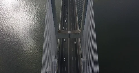 Aerial video footage Drone Lisbon Bridge Vasco da Gama 4k portugal Stock Footage