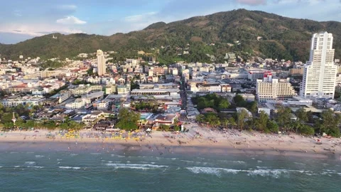 Aerial video footage, hovering in front of area around Bangla Road and Beach Stock-Footage 288077324