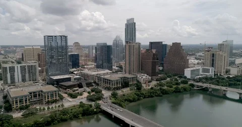 Aerial Video - Getting up close with downtown Austin buildings Stock Footage 109185331