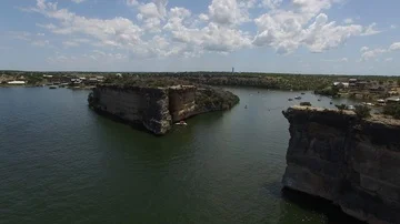 Aerial video of Hell's Gate on Possum Kingdom Lake. Stockbeeldmateriaal 85676020