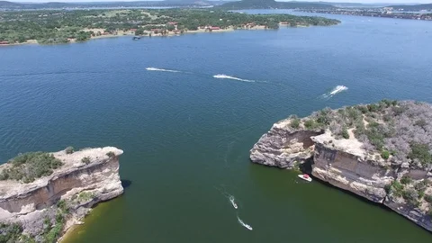 Aerial video of Hell's Gate on Possum Kingdom Lake. Stockbeeldmateriaal 85676092