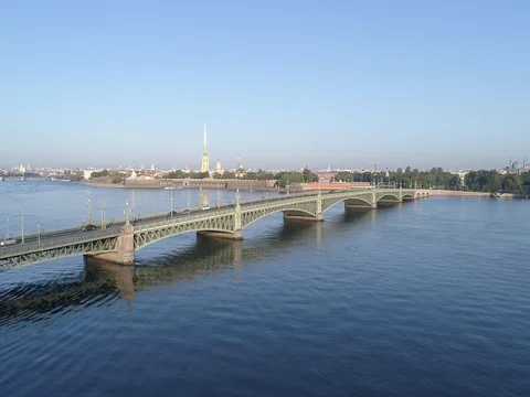 Aerial video of the Liteyny Bridge over the river Neva Stock Footage 80726662