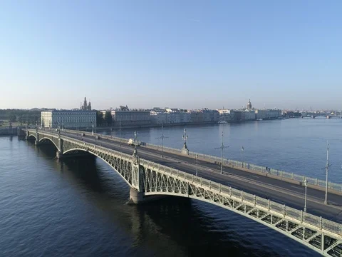 Aerial video of the Liteyny Bridge over the river Neva Stock Footage 80726694