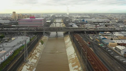 Aerial video Los Angeles River Stock Footage
