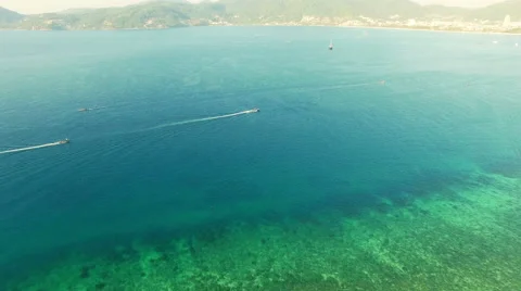 Aerial Video made with the drone. The camera shots two ships in the sea. N. Stock Footage 63150190
