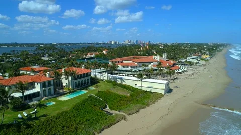 Aerial video Mar A Lago Bath and Tennis Club 4k 60p Palm Beach Florida Stock Footage