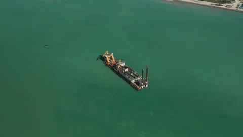 Aerial Video Marine Dredging Creating New Building Areas Video stock 341663154