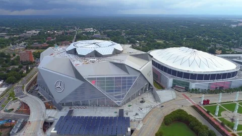Aerial video Mercedes Benz Stadium Atlanta Georgia 4k Stock Footage