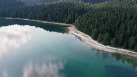 Aerial Video: Mountain Lake Coast Stock Footage