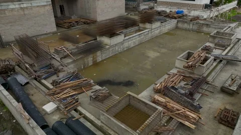 Aerial Video of Multi Floor Housing Project in Progress Stock Footage 343324547