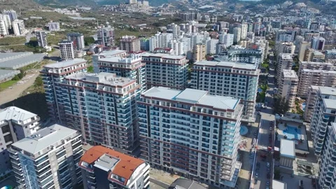Aerial Video of Multi-Story Frame With Repeating Patterns Stock Footage 343545635