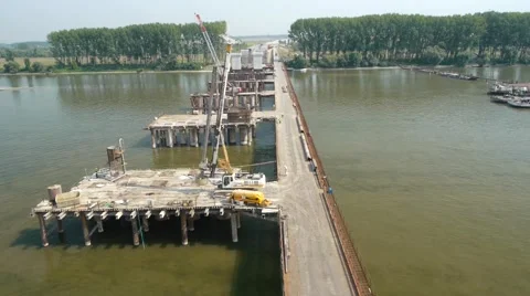 Aerial video of the new bridge construction. Stock Footage 51136893
