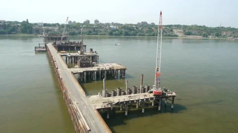 Aerial video of the new bridge construction. Stock Footage 51137182