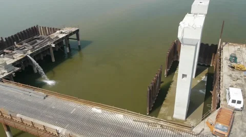 Aerial video of the new bridge construction. Stock Footage 51137205