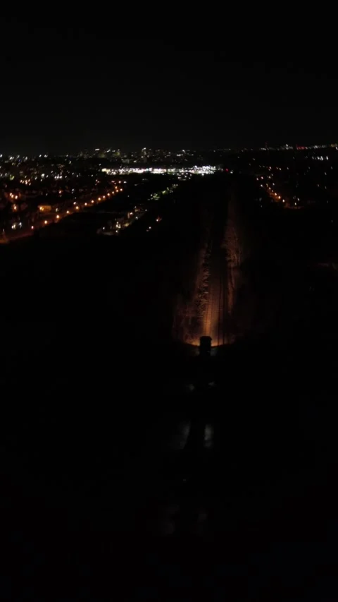 Aerial video at night of train Stock-Footage 238655980