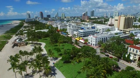 Aerial video Ocean Drive Miami Beach 4 Stock Footage