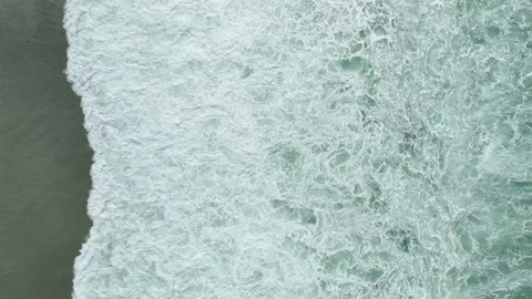 Aerial Video of Ocean Foam Patterns on Shoreline Stock Footage 342807151