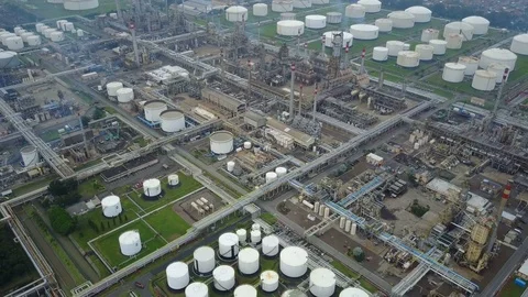 Aerial video of an oil processing plant in Indonesia Stock Footage 78568804