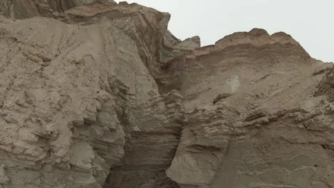Aerial video over the cliffs of the Dead Sea, the lowest place in the world. Stock Footage 265875464