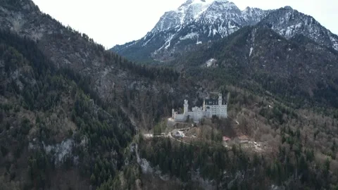 Aerial video over Neuschwanstein Castle Bavarian Alps Germany Stock Footage 277707794